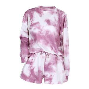Tie-Dye Round Neck Top and Shorts Set